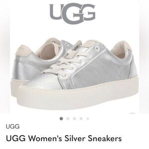 UGG Women's Metallic Silver Low-Top Sneakers Size 9